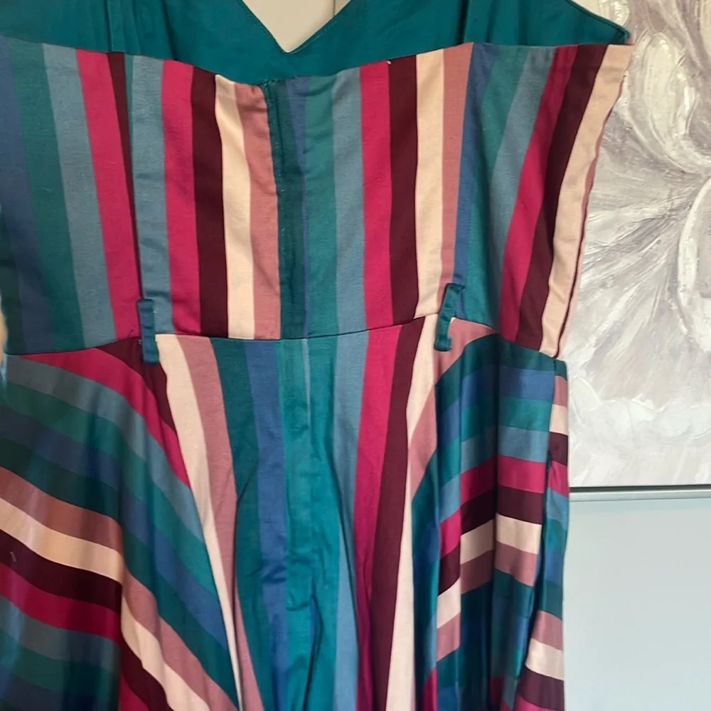 Collectif Nova Swing Dress Stripe Sz 14 - Picture 5 of 10